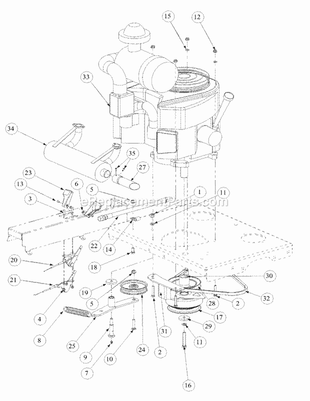 Generac Engine Assembly Diagram and Parts List for M72-GN33 53AB5FJZ750 Cub Cadet Sprayer